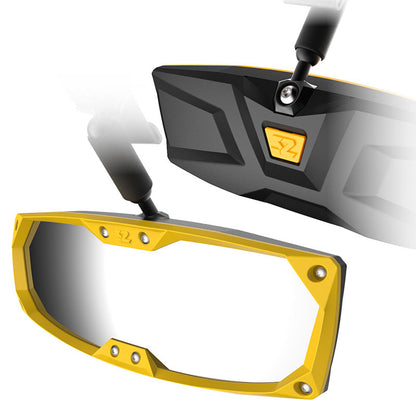 Seizmik Halo-R Series Bezel & Cap Kit - Yellow, Installed On Mirror