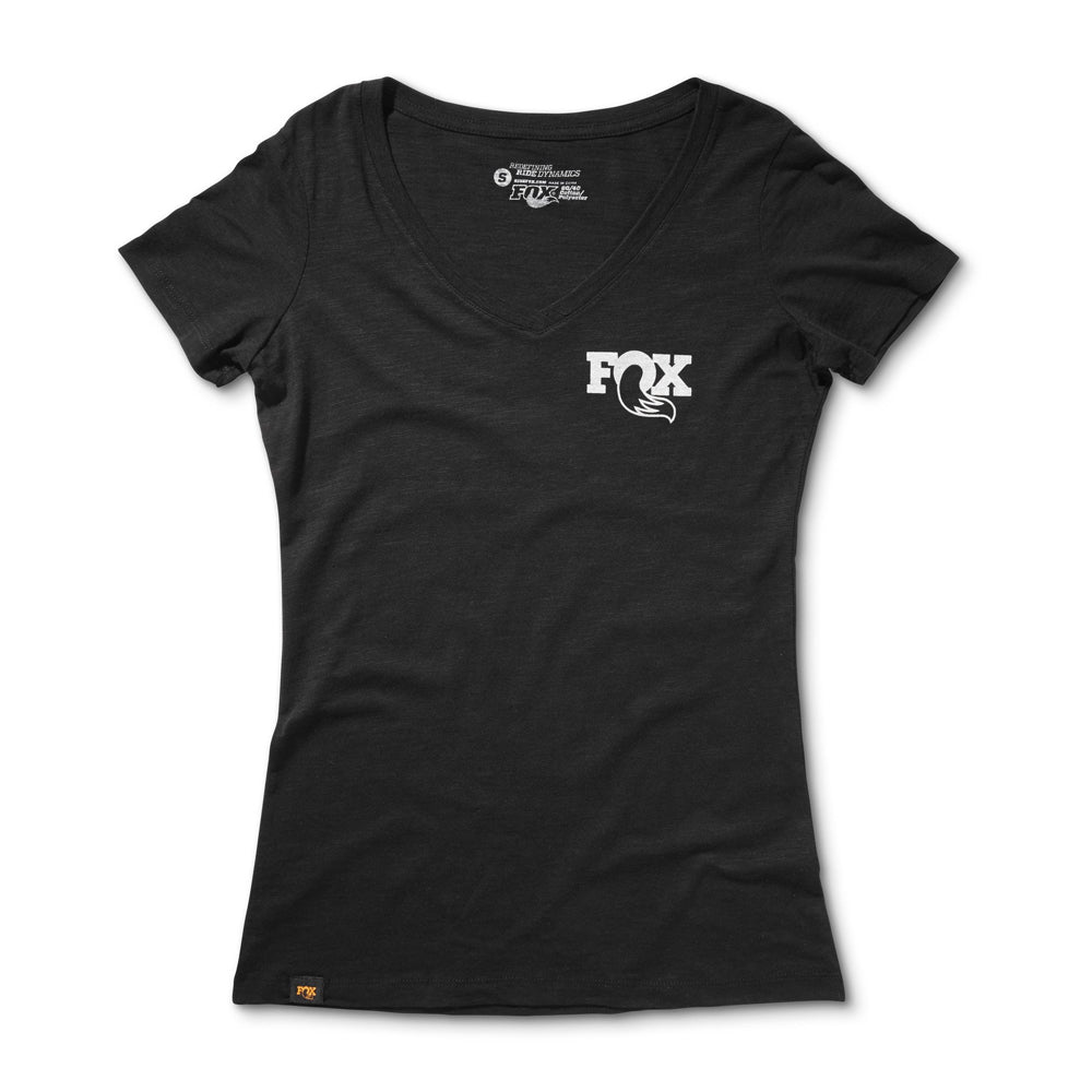 Fox Women's Ride 2.0 V-Neck Tee - Black, Front