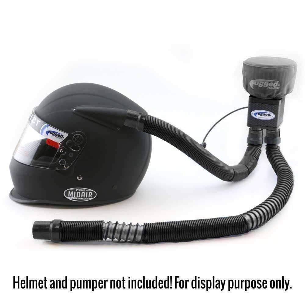 Rugged Radios MAC-X Expandable Ultra Flex Helmet Air Pumper System Hose - 2-6 ft, Installed Example