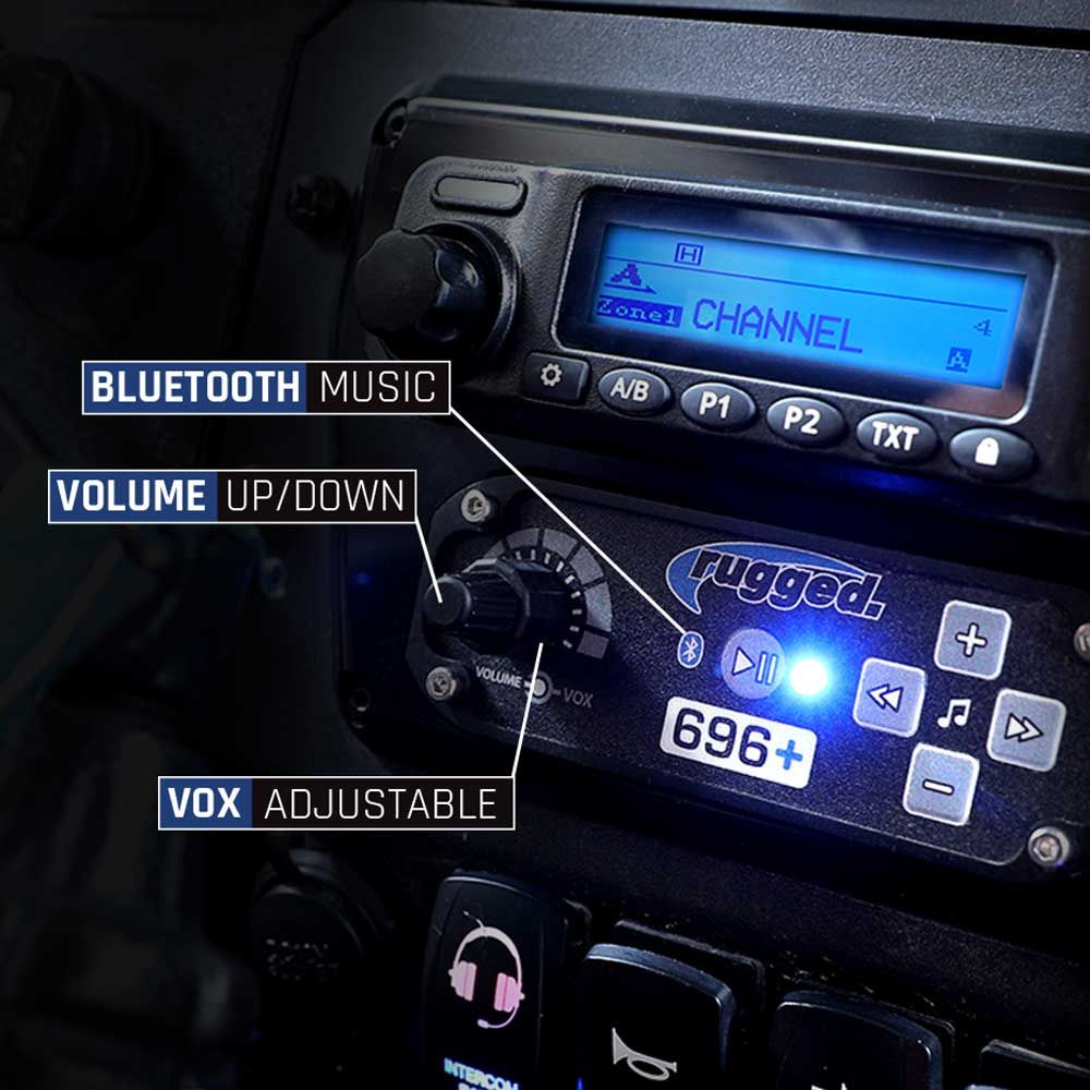 Rugged Radios 696 Plus High Fidelity Bluetooth Intercom - 2 Person Kit, Installed In Vehicle