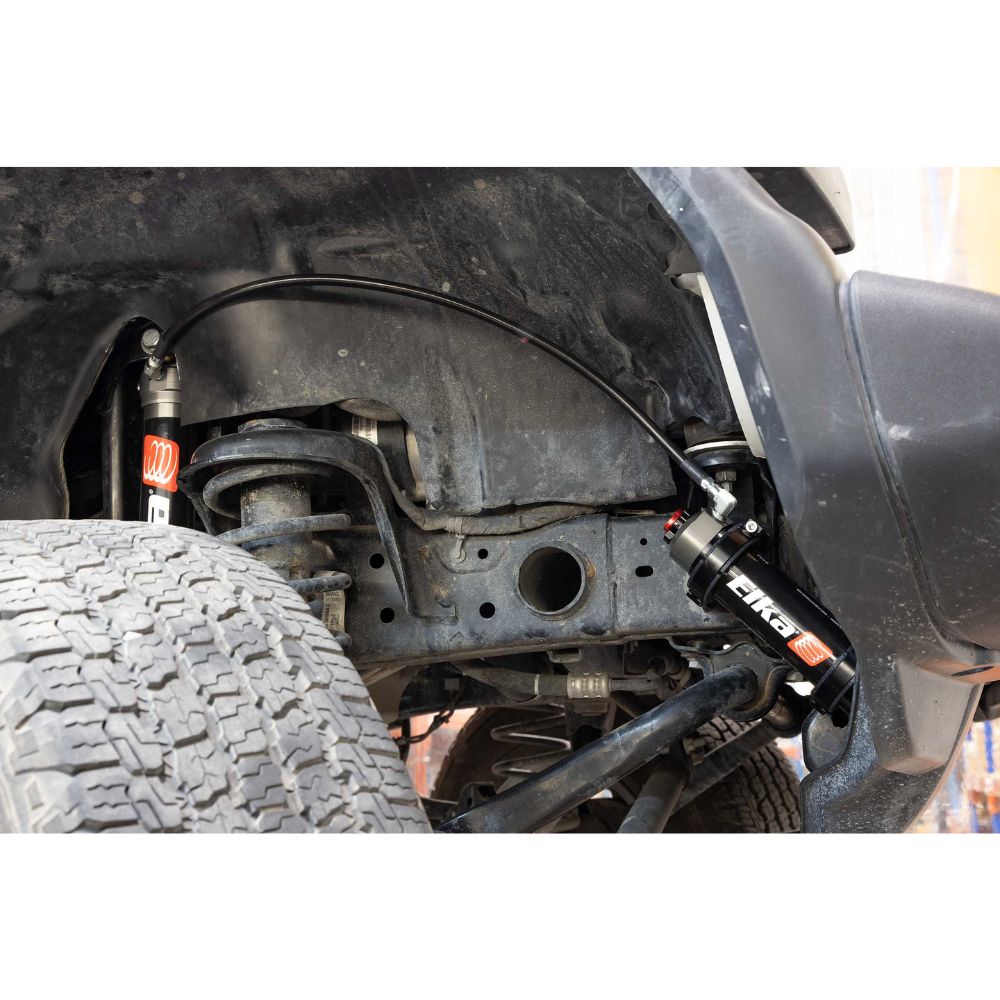 Elka 2.5 & 3.0 DC Reservoir Shock Absorbers For Jeep, Installed On Vehicle One