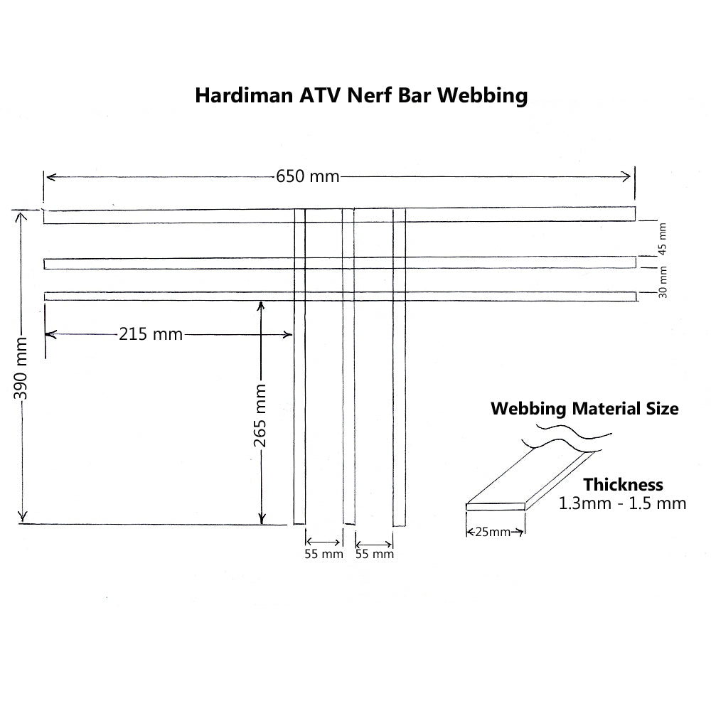 Hardiman ATV Nerf Bar Webbing - Black