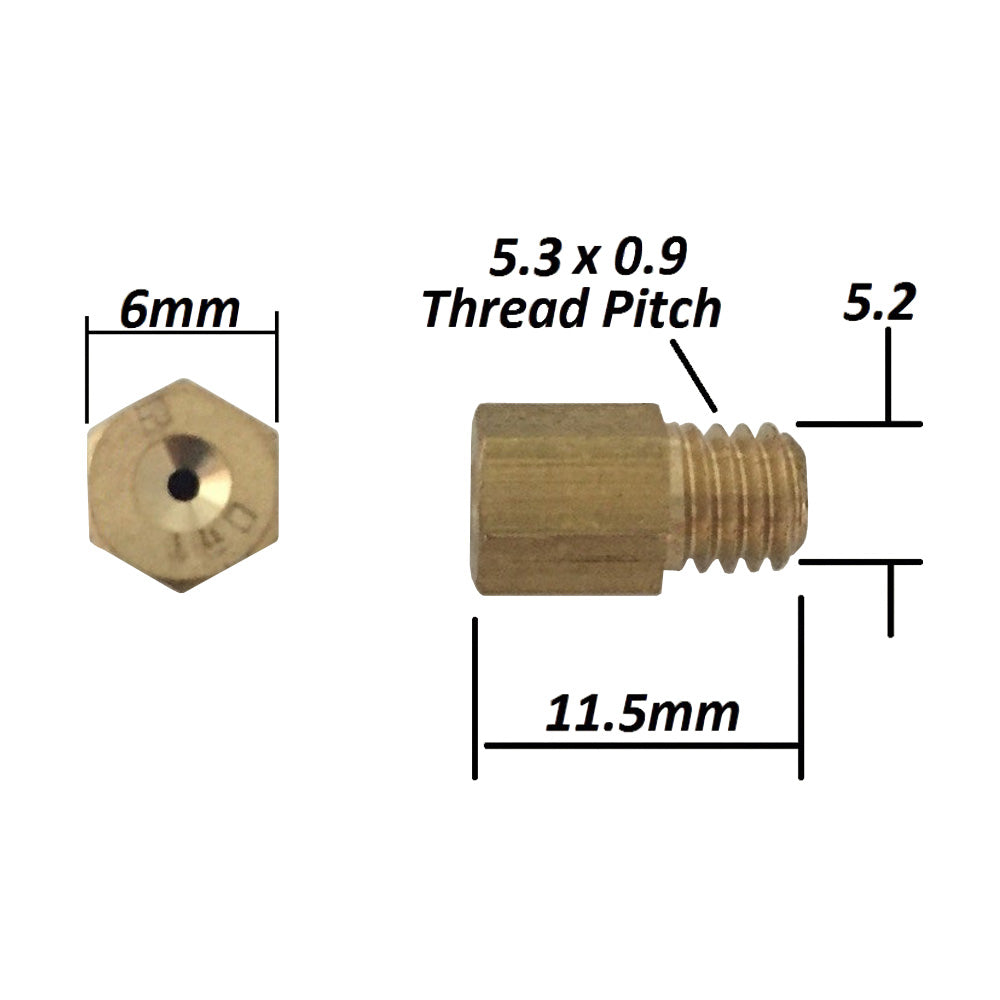 Mikuni Main Jet Large Hex, Measurement Specifications